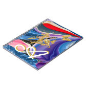 黄金の蝶の花のモノグラム 液体の抽象的なもの ノートブック (左側)