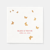 黄金の蝶結婚の スタンダードカクテルナプキン (正面)