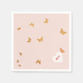 黄金の蝶結婚の スタンダードカクテルナプキン (正面)