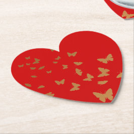 黄金の蝶結婚の ペーパーコースター