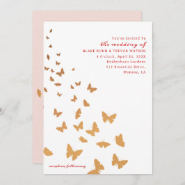 黄金の蝶結婚の 招待状