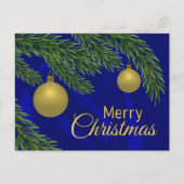 黄金の装飾を持つ本物のクリスマスツリー シーズンポストカード (正面)