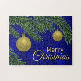 黄金の装飾を持つ本物のクリスマスツリー ジグソーパズル