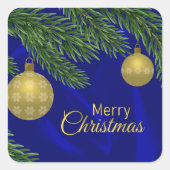 黄金の装飾を持つ本物のクリスマスツリー スクエアシール (正面)
