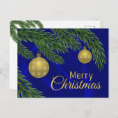 黄金の装飾を持つ本物のクリスマスツリー ポストカード (正面/裏面)