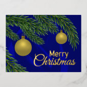 黄金の装飾を持つ本物のクリスマスツリー 箔シーズンポストカード (正面)