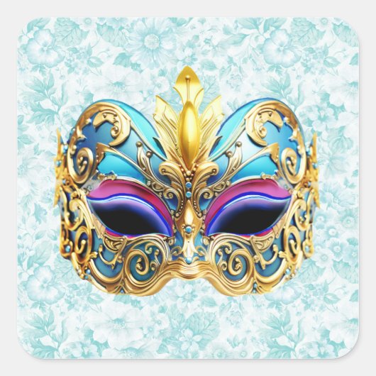 黄金の装飾を施した仮面舞踏会 スクエアシール (正面)