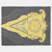 黄金の装飾炎 フリースブランケット (正面(横))