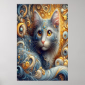 黄金の視線：黄色の目に猫のポートレート ポスター (正面)