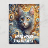 黄金の視線:黄色の目に猫のポートレート ポストカード (正面)