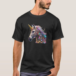 黄金の角で宝石をちりばめたユニコーン Tシャツ