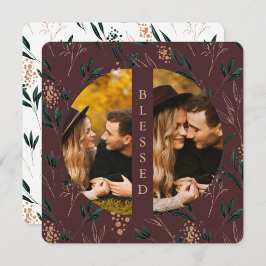 黄金の賛美緑2枚の写真ナス シーズンカード (正面/裏面)