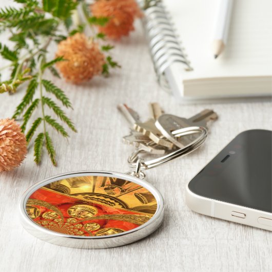 黄金の赤アフリカ伝統的美術 キーホルダー (側面)