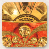 黄金の赤アフリカ伝統的美術 コースター (正面)