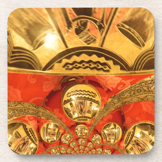 黄金の赤アフリカ伝統的美術 コースター (正面)