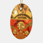 黄金の赤アフリカ伝統的美術 セラミックオーナメント (左)