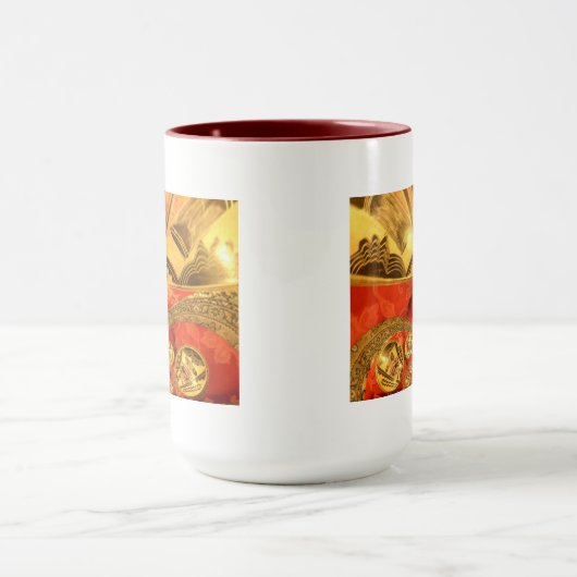 黄金の赤アフリカ伝統的美術 マグカップ (中央)