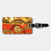 黄金の赤アフリカ伝統的美術 ラゲッジタグ (正面横)