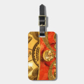 黄金の赤アフリカ伝統的美術 ラゲッジタグ (正面縦)