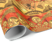 黄金の赤アフリカ伝統的美術 ラッピングペーパー (ロールコーナー)
