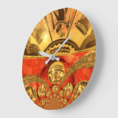 黄金の赤アフリカ伝統的美術 ラージ壁時計 (傾斜)