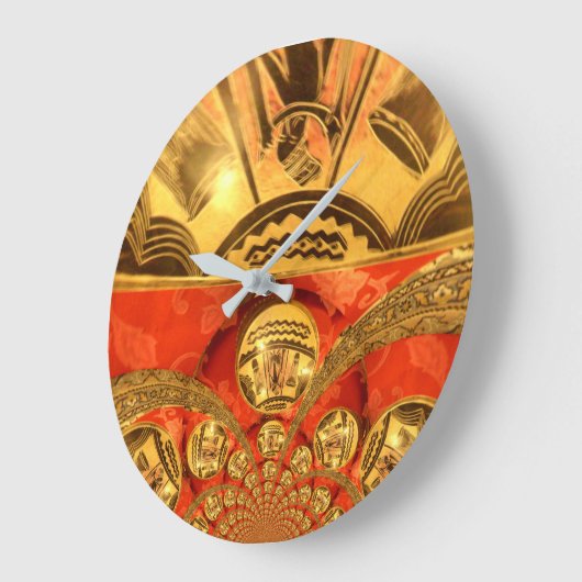 黄金の赤アフリカ伝統的美術 ラージ壁時計 (傾斜)