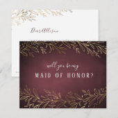 黄金の輝きを纏った植物の紋章 私のウェディングパーティーの中でただひとりの最高の証人となってくれる? 招待状 (正面/裏面)
