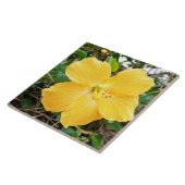 「黄金の輝き：木の上に黄色のハイビスカスの花 タイル (側面)