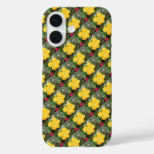 「黄金の輝き:木の上に黄色のハイビスカスの花 iPhone 16ケース