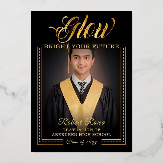 黄金の輝き 未来を照らして 箔招待状 (正面)