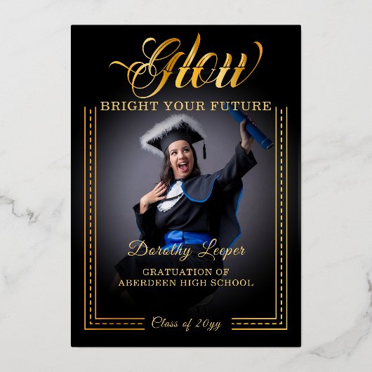 黄金の輝き 未来を照らして 箔招待状 (正面)