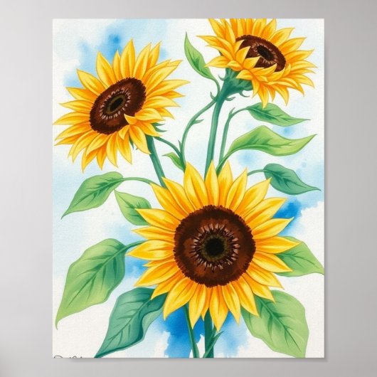 黄金の輝き：鮮やか水の色のトリプチ ポスター (正面)