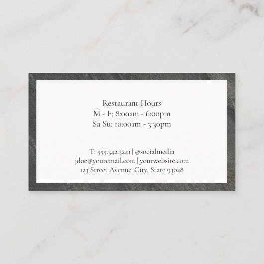 黄金の道具 | 料理 名刺 (裏面)