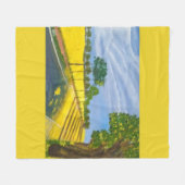 黄金の野原と小道 フリースブランケット (正面(横))