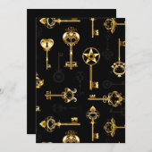 黄金の鍵でシームレスなパターン アドバイスカード (正面/裏面)