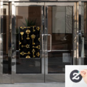 黄金の鍵でシームレスなパターン ウィンドウサイン (オフィスドア)