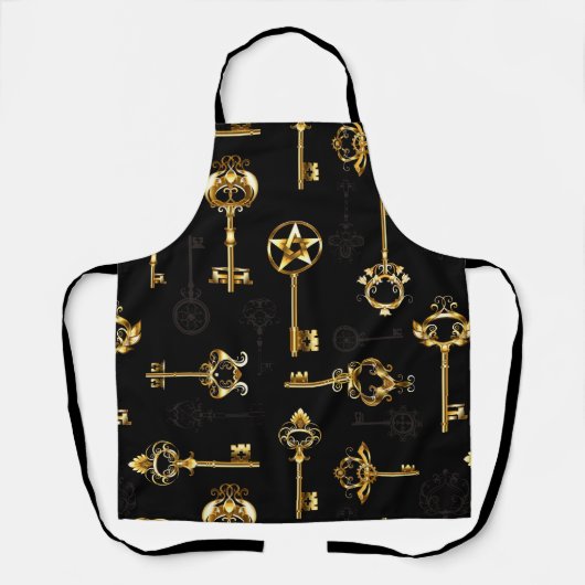 黄金の鍵でシームレスなパターン エプロン (正面)