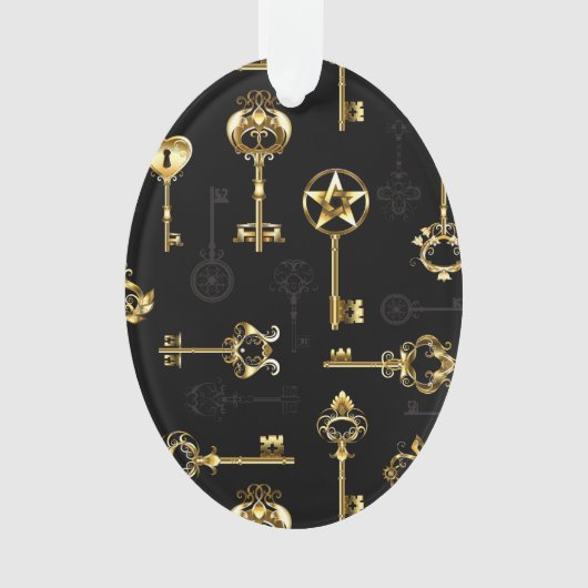 黄金の鍵でシームレスなパターン オーナメント (正面)