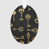 黄金の鍵でシームレスなパターン オーナメント (裏面)