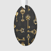 黄金の鍵でシームレスなパターン オーナメント (正面)