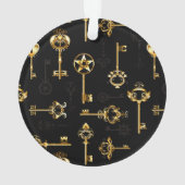 黄金の鍵でシームレスなパターン オーナメント (裏面)