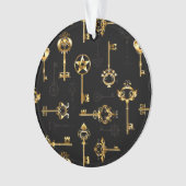 黄金の鍵でシームレスなパターン オーナメント (正面)