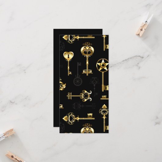 黄金の鍵でシームレスなパターン カード (正面/裏面インサイチュ)