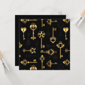 黄金の鍵でシームレスなパターン カード (正面/裏面インサイチュ)