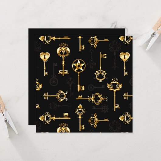 黄金の鍵でシームレスなパターン カード (正面/裏面インサイチュ)