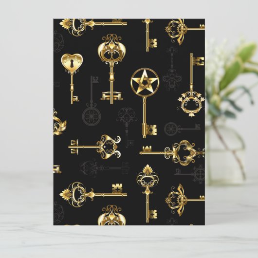 黄金の鍵でシームレスなパターン カード (スタンド正面)