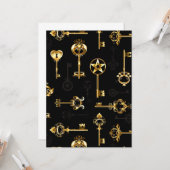 黄金の鍵でシームレスなパターン カード (正面/裏面インサイチュ)