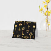 黄金の鍵でシームレスなパターン カード (黄色い花)