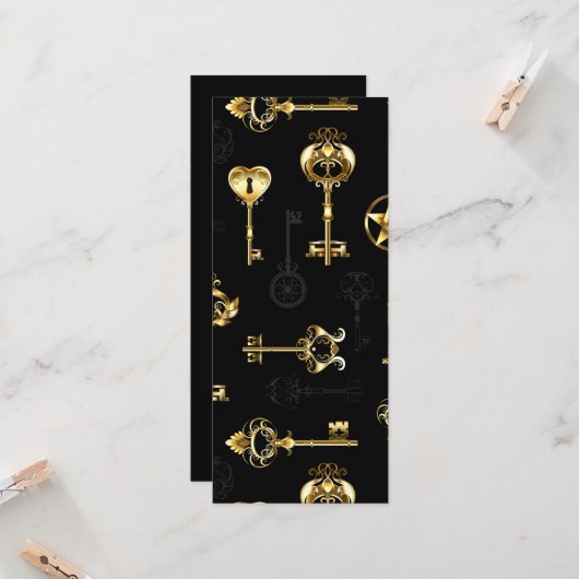 黄金の鍵でシームレスなパターン カード (正面/裏面インサイチュ)