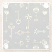 黄金の鍵でシームレスなパターン ガラスコースター (裏面)